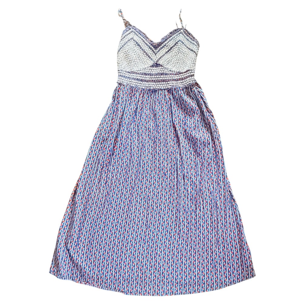 Old Navy Maxi Dress M Blue Floral Smocked Pockets Boho Festival Fairycore Y2K‎